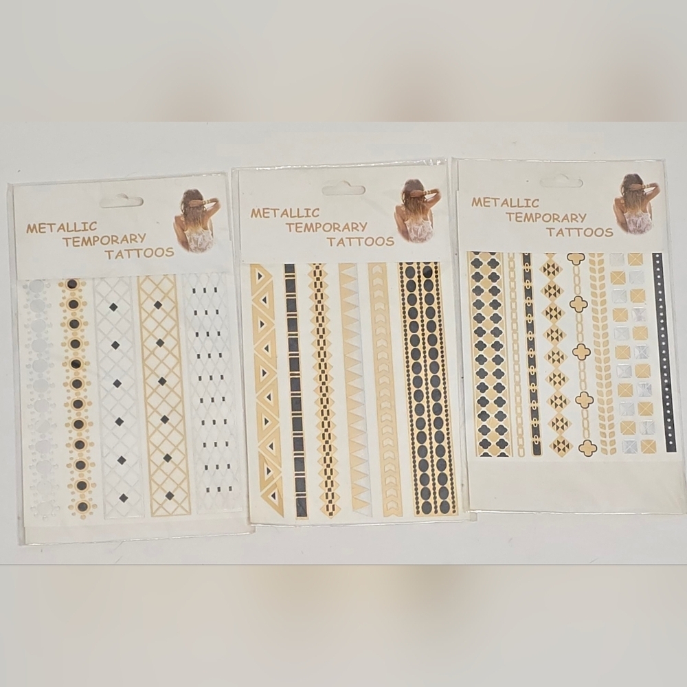 Metallic Temporary Body Tattoo Sexy Jewelry Tattoo 3 sheets